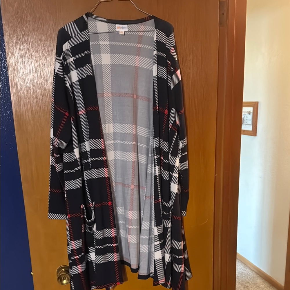 Lularoe Plaid Open Front Cardigan Sweater